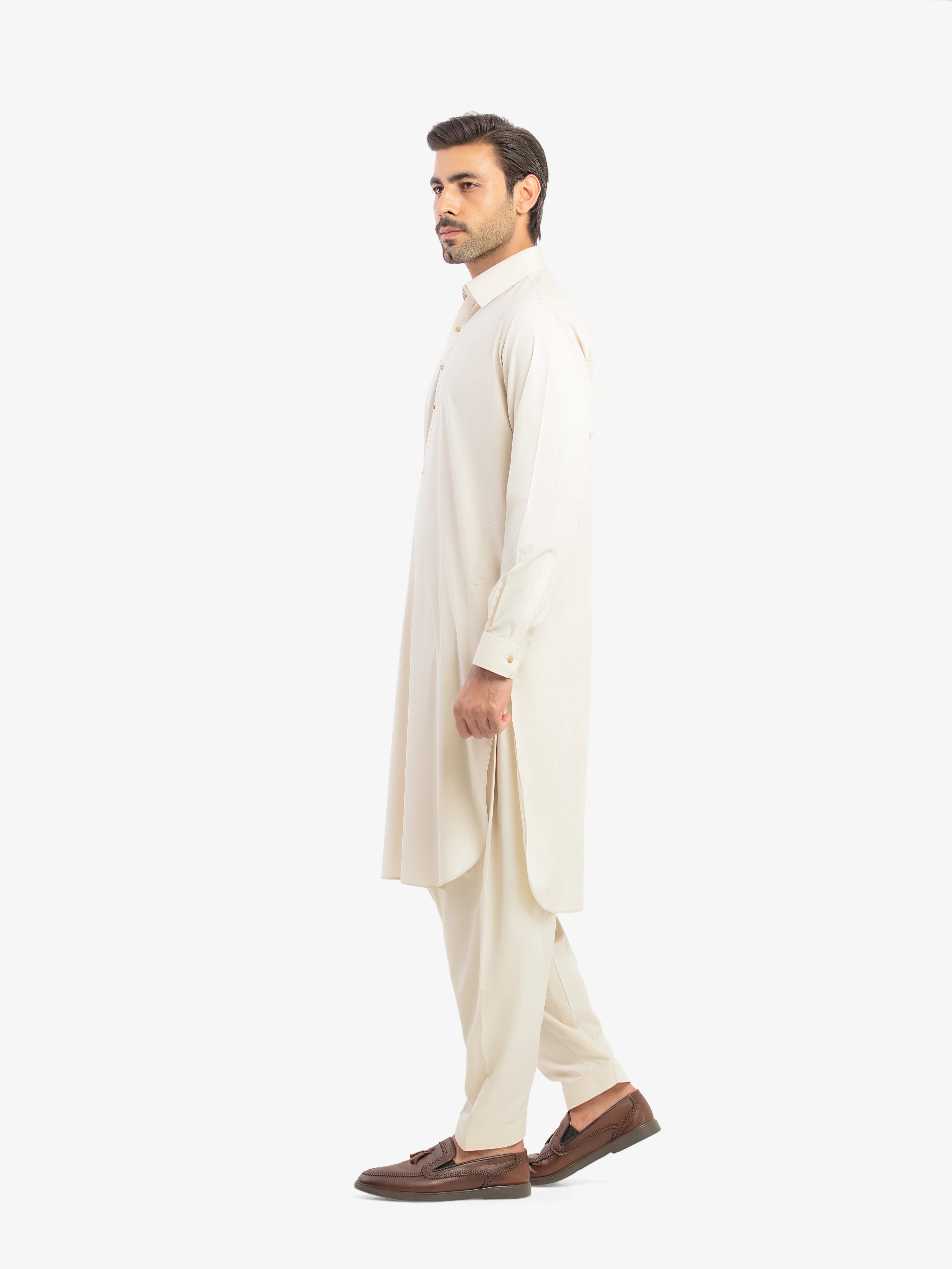 Men's Beige Kurta Shalwar