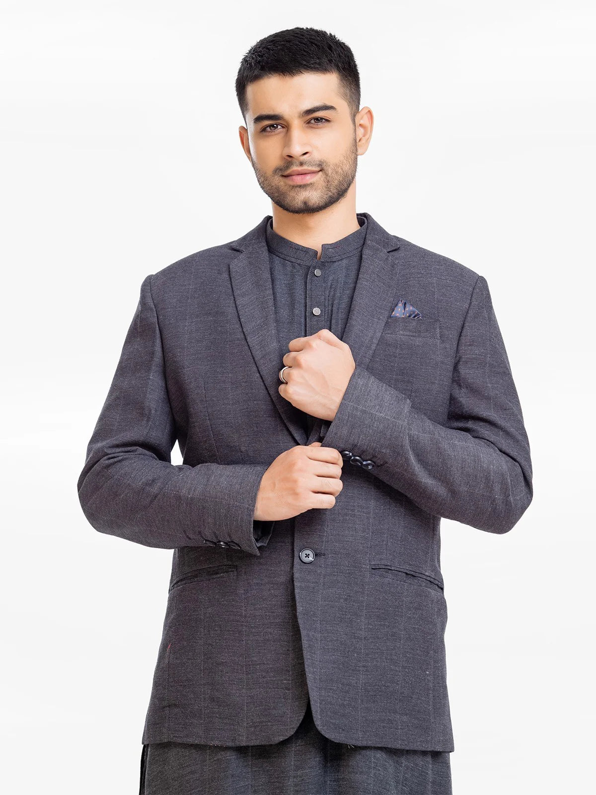 Men's Dark Charcoal Prince Coat Suit